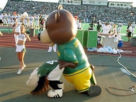 Mascot gets knocked over